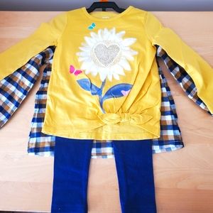NWT Carter's 3-piece set - floral shirt and flannel shirt dress with legging $17